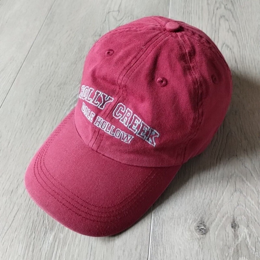Holly Creek Dale Hollow Hat Baseball Cap Red White Adjustable Cotton Strap OSFA